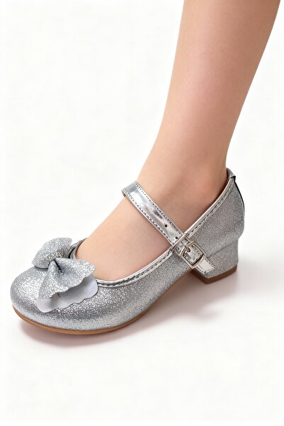 NeSe Shoes Girls' High Heel Shoes, Glitter and Bow Front Girls' Evening Dress Shoes
