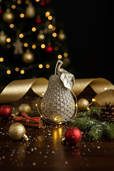 GUGGA Krom Kaplamalı Armut Dekoratif Biblo - 13 cm