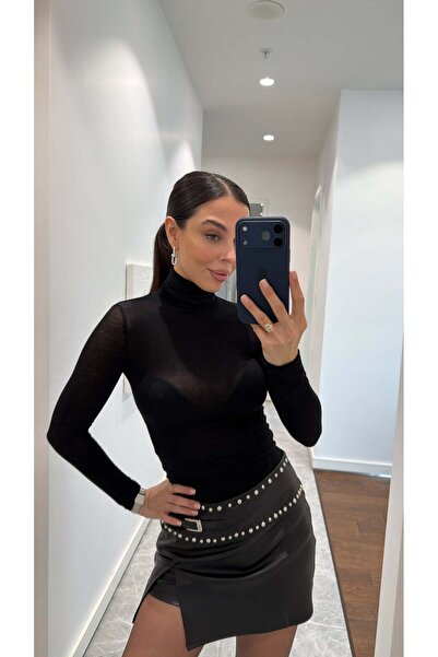 sinemkivanc co DİK YAKA TRANSPARAN BLUZ