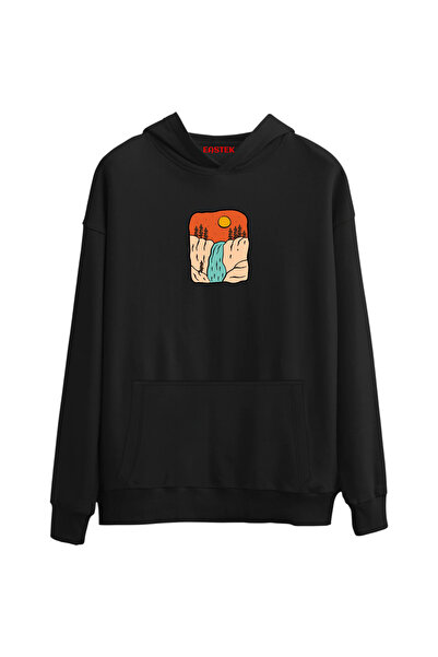 Eastek Waterfall and Rock Designs 3 Thread Ş Fleece-Lined K Hooded Unisex, Women, Men Hoodie