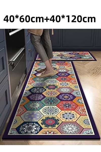 Generic 2PCS Diatom Mud Kitchen Rug Mat 40*60cm+40*120cm Floor Mat Carpet Anti-Slip Super Absorbent