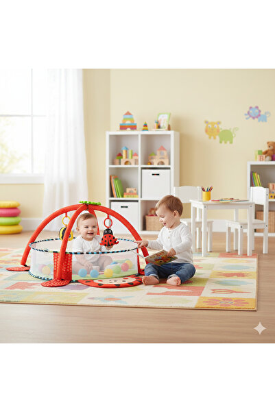 Jusso Ladybug Transforming Activity and Play Mat That Turns into a Ball Pool 3 in 1