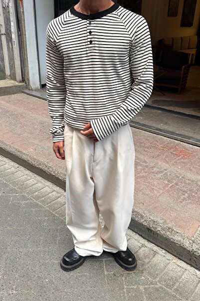 Flaw Wear Buttoned Striped T-Shirt