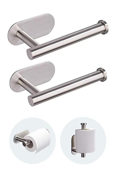 Generic 2Pcs Bathroom Toilet Paper Holder Stainless Steel Toilet Roll Holder Self Adhesive Wall Mounted
