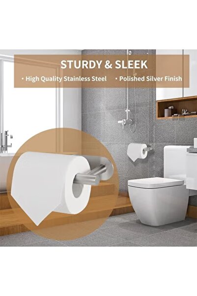 Generic 2Pcs Bathroom Toilet Paper Holder Stainless Steel Toilet Roll Holder Self Adhesive Wall Mounted