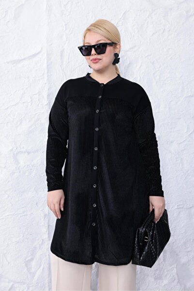 Siyezen Plus Size Velvet Tunic Shirt