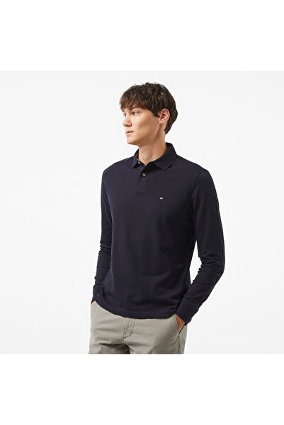 Tommy Hilfiger Tričko Erkek Polo Yaka Regular Fit Düz Mavi