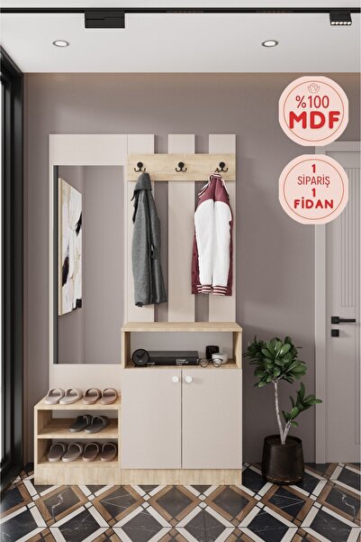 BALNEOM Evora 13 Modern Portmanto Askılı Vestiyer Vizon - Lefkas