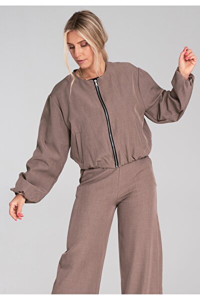 Figl Elegant bomber jacket for women - Brown bomber jacket for women M1198 size S/M