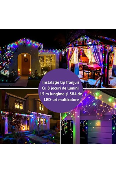 Impact Vision Christmas Fringe Installation, 15 Meters, 384 LEDs, Indoor/Outdoor, Multicolor-Impact Vision®