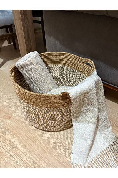 Thalia Home Jute Wicker Basket, Organizer Basket, Wicker Woven Basket 40cm X 30cm