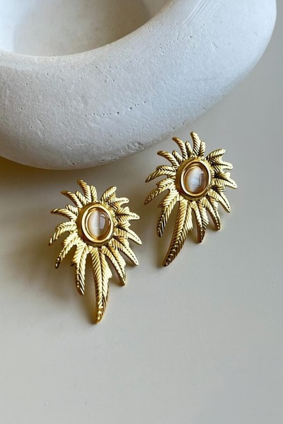 Bubbleatelier أقراط ذهبية من الفولاذ من سلسلة روبس الخاصة