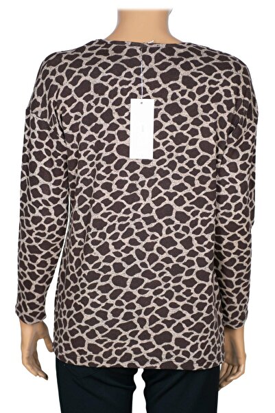 Barem Women's Lina Plus Size Winter V-Neck Soft Coffee Blouse D09