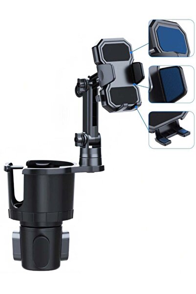 Generic Leon Home 2-in-1 Car Phone and Cup Holder - Adjustable Base - Black