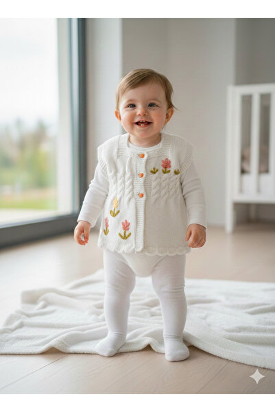 SENSSTEKSTİL 🌼   Hand Knitted Göz Nuru Patterned Baby Vest