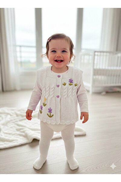 SENSSTEKSTİL 🌼   Hand Knitted Göz Nuru Patterned Baby Vest