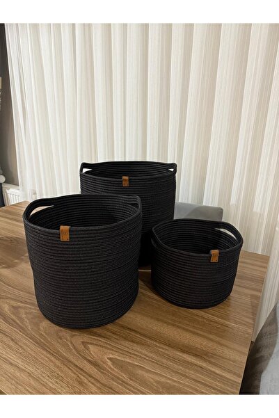 Thalia Home سلة سوداء متعددة الأغراض، أزرق بلون الكوبالت ılık، مجموعة منظمات مكونة من 36×36 30×30 24×20