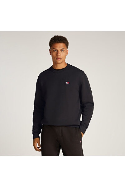 Tommy Hilfiger Tommy Jeans Reg Badge Crew Ext Erkek Siyah Sweatshirt
