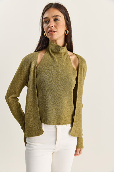 Bianco Lucci Women's Halter Neck Inside Blouse Detailed Cardigan Th251006 60283834