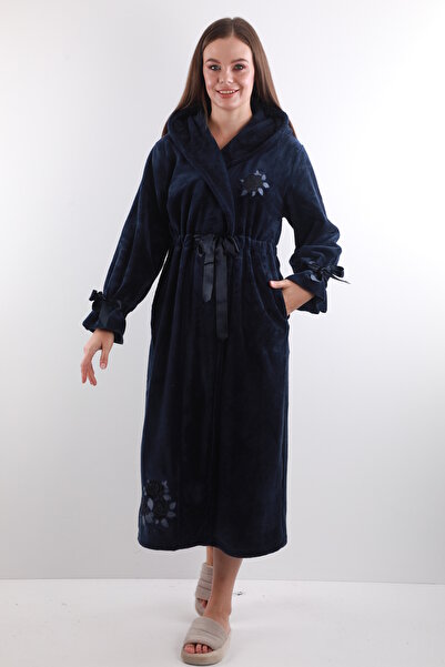 Wild Love Women's 100% Bamboo Hooded Embroidered Long Dressing Gown – Extra Soft, Belted, with Pockets