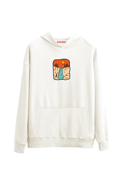 Eastek هودي بتصميمات الشلالات والصخور 3 İplik Ş مبطن بالصوف K بغطاء رأس للجنس...