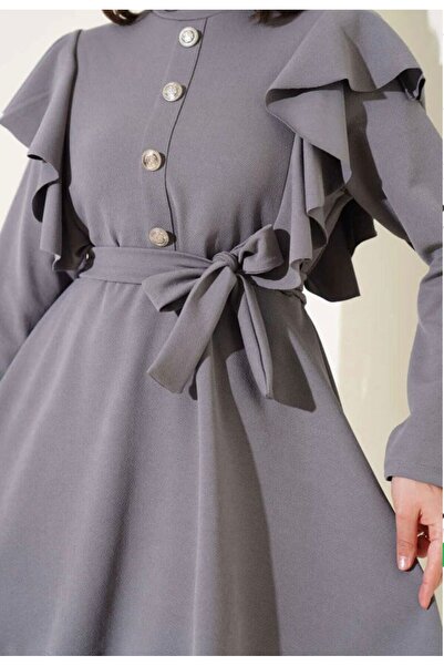 YILMAZBARMAZ Women's Stone Button Ruffle Double Set