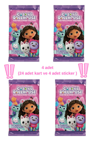 TOYFEST Gabby’s Dollhouse Trading Card ( 4 paket =20 adet kart +4 sticker) Ga...