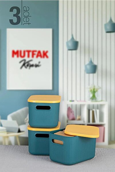 Mutfak Köşesi Cutie organizatoare Terra 3 bucăți 6,2 Lt cu capac, cutie decorativă de depozitare