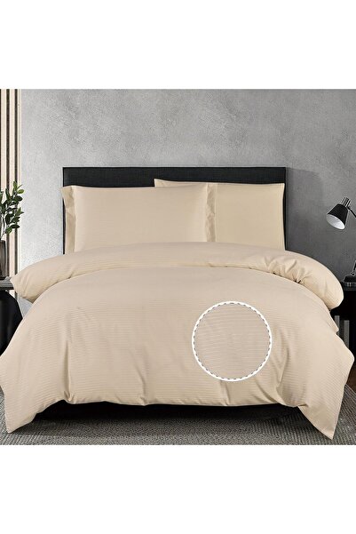 D DONETELLA FEEL THE LUXURY طقم غطاء لحاف مخطط من الألياف الدقيقة من D Donete...