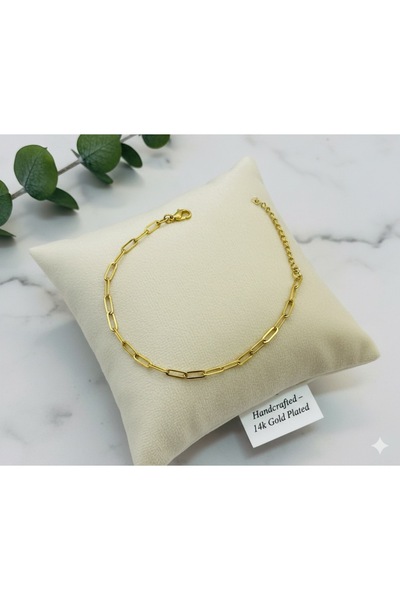 Çağla Accessories Thin Elegant Elliptical Ring Chain Detailed Bracelet