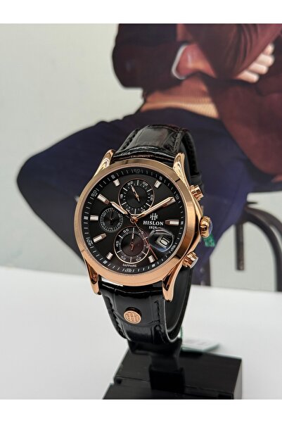 Hislon Men's Classic Wristwatch 5 Atm Waterproof with 3 Years Warranty Black/Rosegold