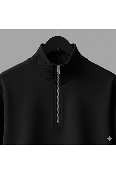 WKM Half Zipper Mock Neck 3-Thread Men's Sweatshirt