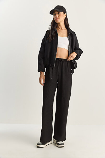 Bianco Lucci Women's Wide Leg Crinkle Knit Pants 4108 60283847