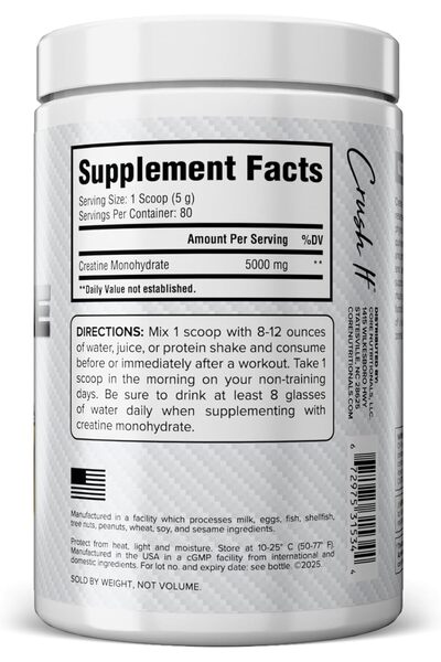 Core Nutritionals Creatine Monohydrate, 5g, 80 Servings (Unflavored)