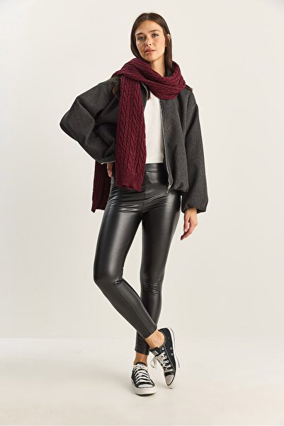 Bianco Lucci Women's Fur Lined High Waist Elastic Faux Leather Leggings 1487 60282040