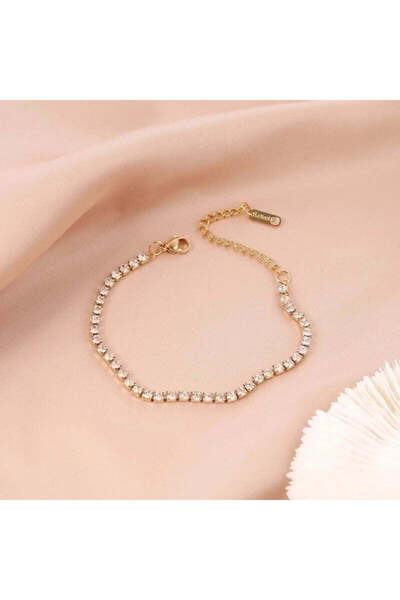 fara marca Brățară geometrică, placată cu aur de 18K și cristale strălucitoare