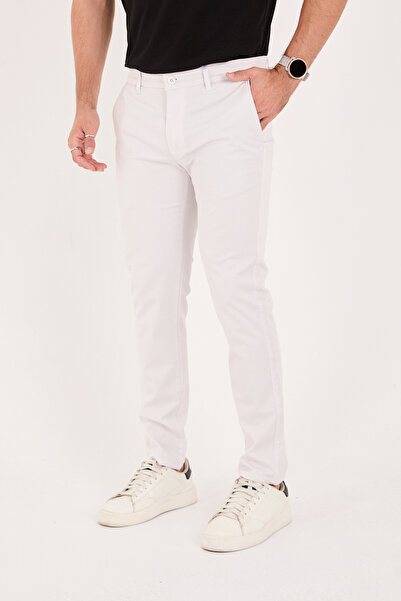 BROCARD Men's Slim Fit Slim Fit Stretch Fabric Cotton Stretch Chino Canvas Trousers Stone