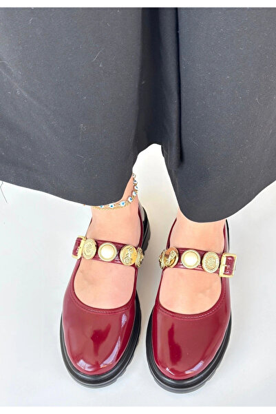 ALFA AKSESUAR 03 Okira Burgundy Patent Leather Oxford Shoes