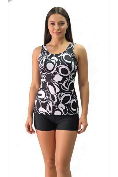 My-o Women's U-Cut Back Detailed Shorts Swimsuit Tankini Set