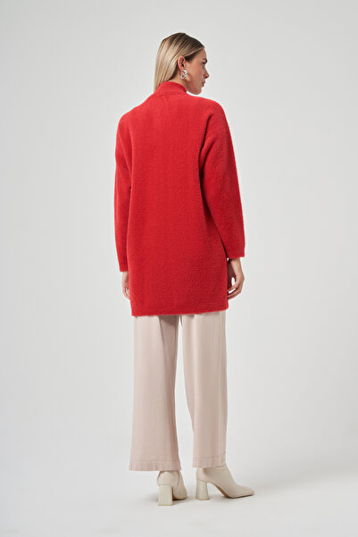 Nuss Button Detail Angora Cardigan 7005 Red