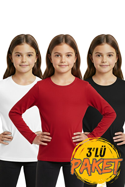 Dolce Destino 3-Piece Long Sleeve Bodysuit Set – Combed Cotton Long Sleeve T-Shirt Set Suitable for Daily Wear and Underwear