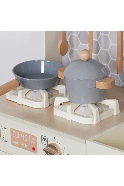 Smart Vibe MiniMosaic Atelier Wooden Children's Kitchen with LED, Sounds, Electric Stove, Montessori Accessories, 97 cm