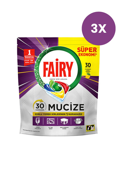 Fairy Mucize Bulaşık Makinesi Deterjanı Kapsülü 30 Yıkama x 3 Adet