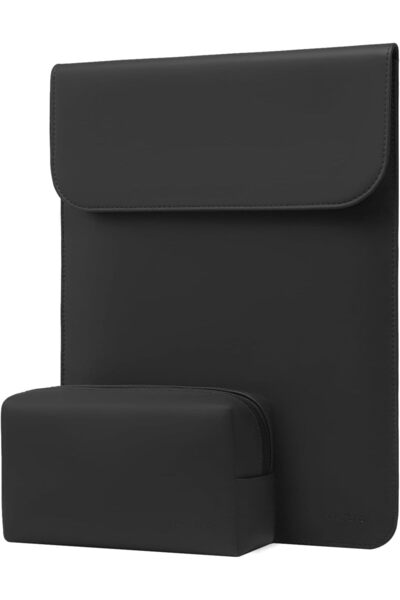 Generic MOSISO Laptop Sleeve Compatible with MacBook Air/Pro 13, Faux Suede Leather Case with Small Bag - Bl