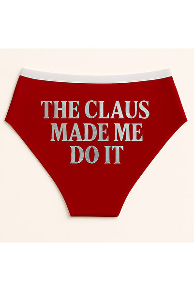 TWINTICKS Red and White Christmas Themed Women's Slip Panties, Metallic Lette...