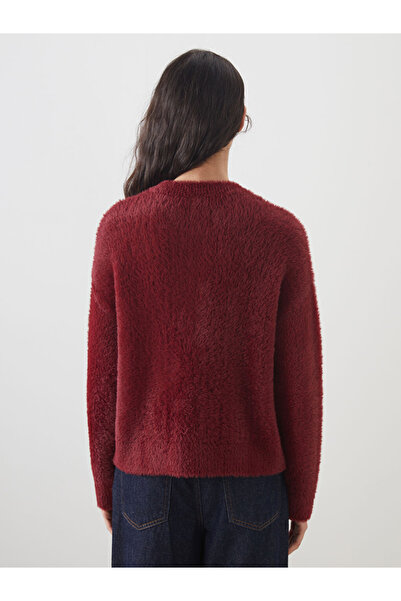 LC Waikiki Modest Burgundy Crew Neck Women's Knitwear Sweater