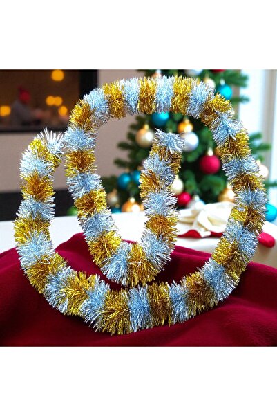 Kuzey 2 ΜΕΤΡΑ ΜΕΤΑΛΛΙΚΟ ΑΣΗΜΕΝΙΟ ΧΡΥΣΟ Χριστουγεννιάτικο Κορδόνι Λαιμού Ασημέ...