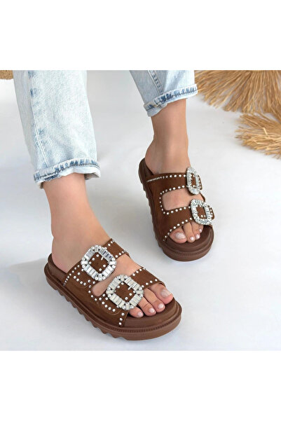 ALFA AKSESUAR 03 Juana Taba Nubuck Stone Slippers