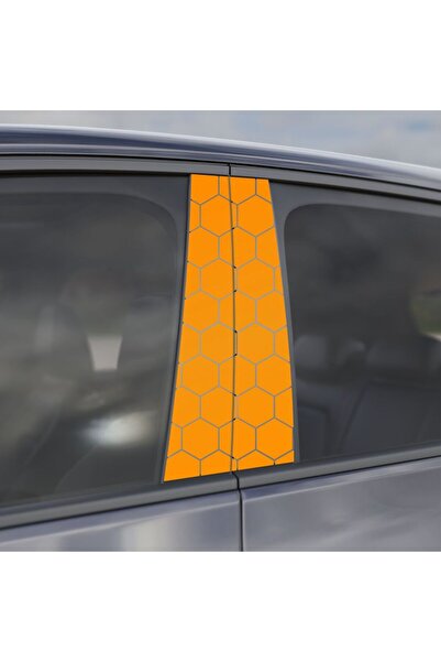StickITsibiu Car Door Pillar Sticker Set – Hexa-Tech – 2 Pieces, Glossy Laminate
