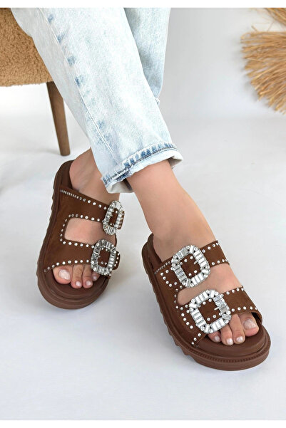 ALFA AKSESUAR 03 Juana Taba Nubuck Stone Slippers